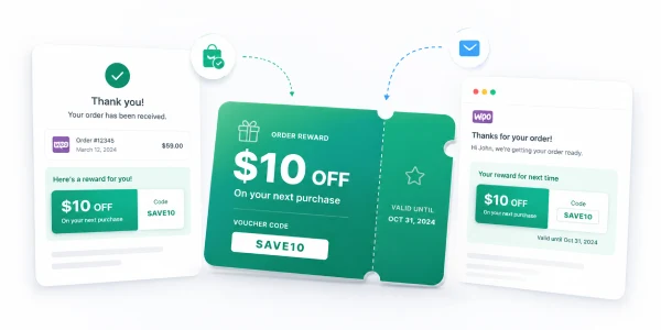 Order reward voucher displayed after purchase