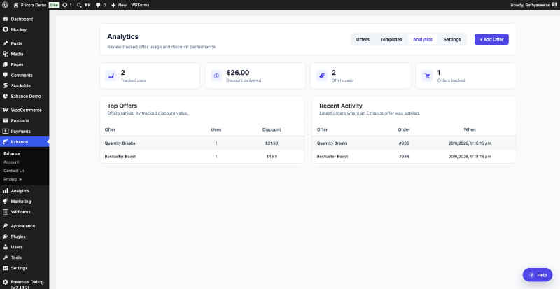 Ezhance promotion analytics dashboard